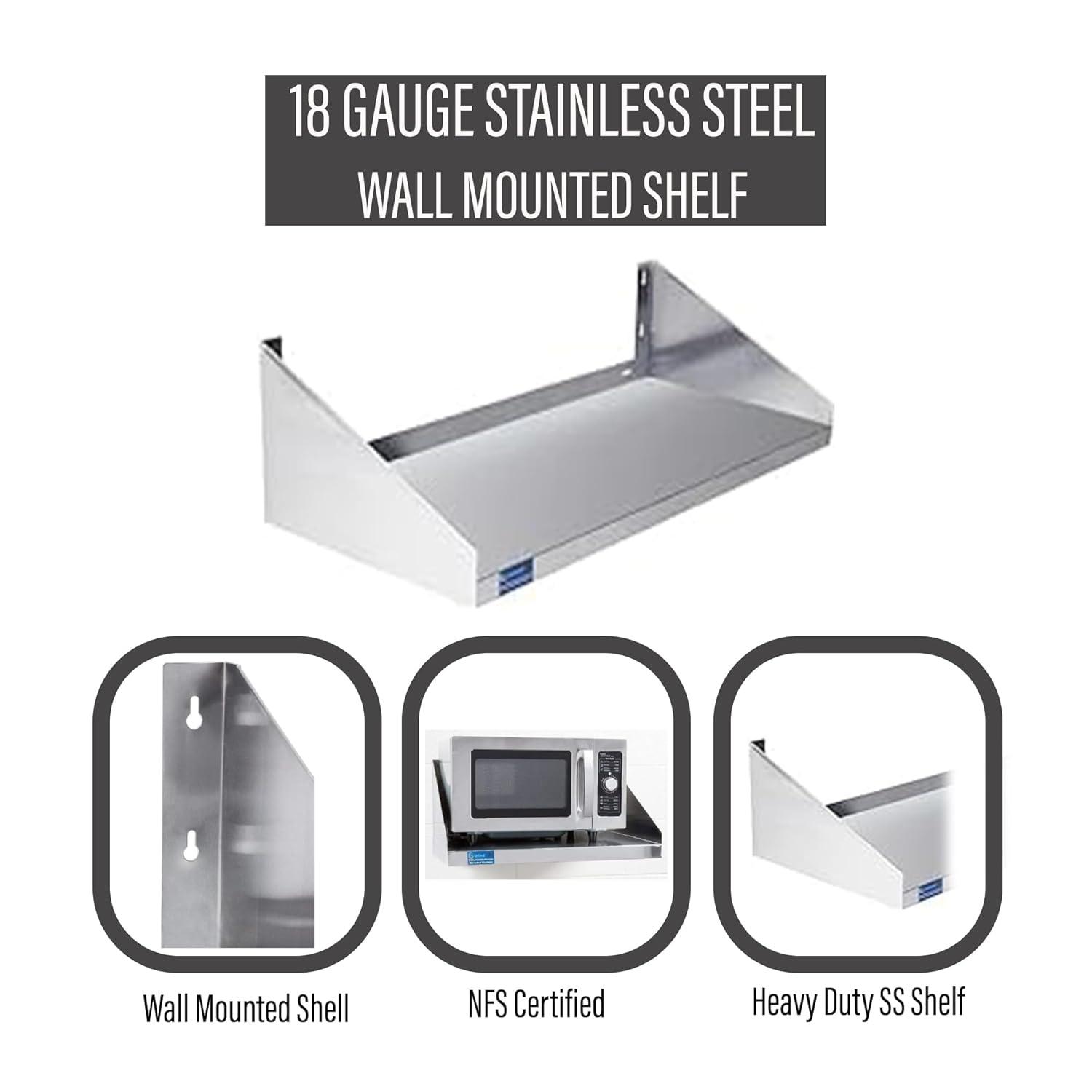 24" Stainless Steel Wall Shelf with Side Guards
