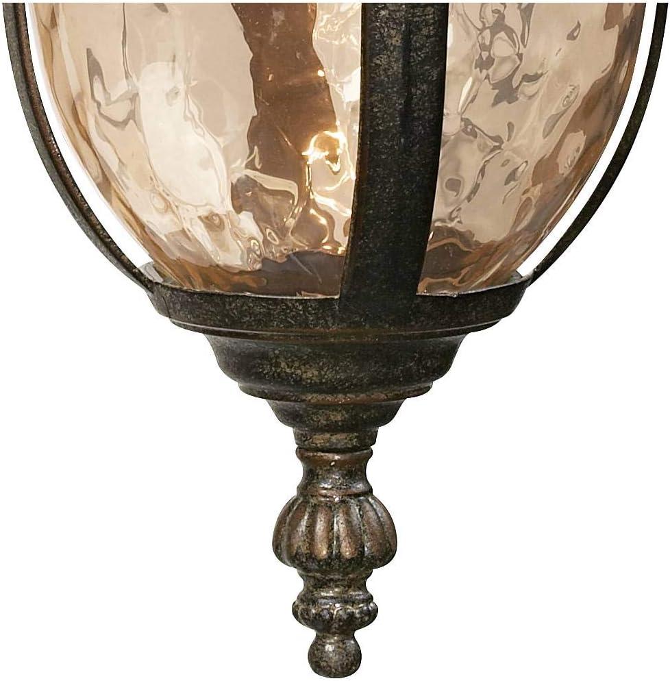 John Timberland Bellagio Vintage Rustic Outdoor Wall Light Fixture Bronze Downbridge 16 1/2" Champagne Hammered Glass for Post Exterior Barn Deck Yard