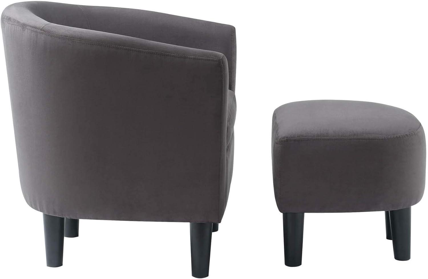 Take-a-Seat Churchill Accent Chair with Ottoman in Gray Microfiber Fabric