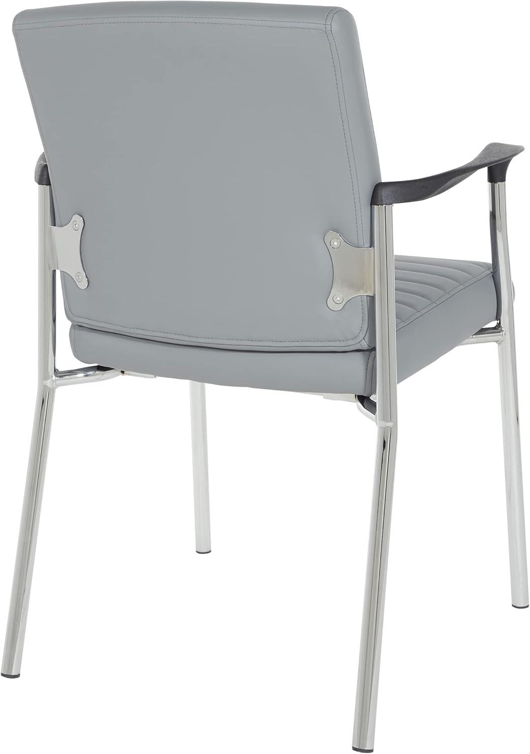 Charcoal Grey Faux Leather Guest Chair with Chrome Frame