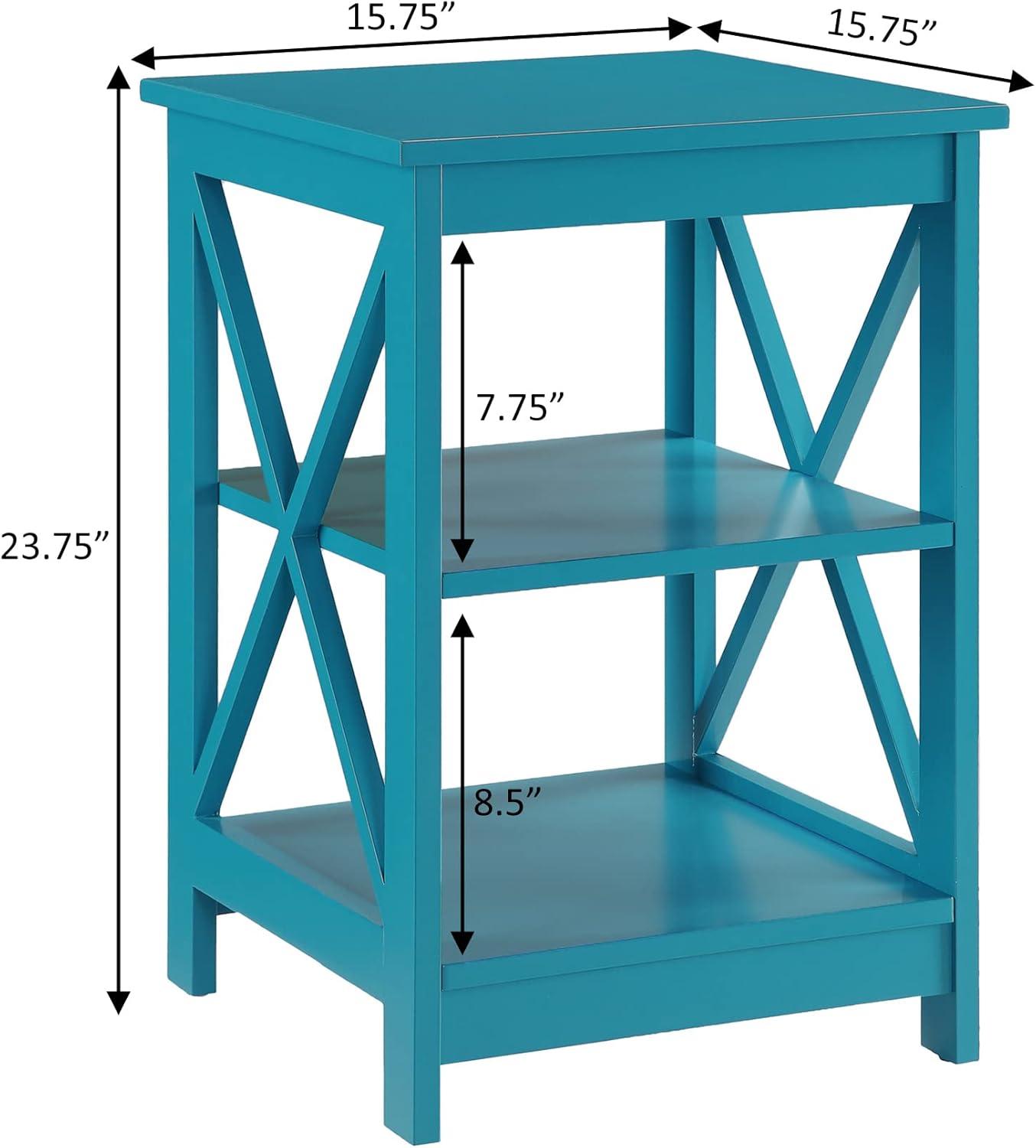 Convenience Concepts Oxford End Table with Shelves, Blue