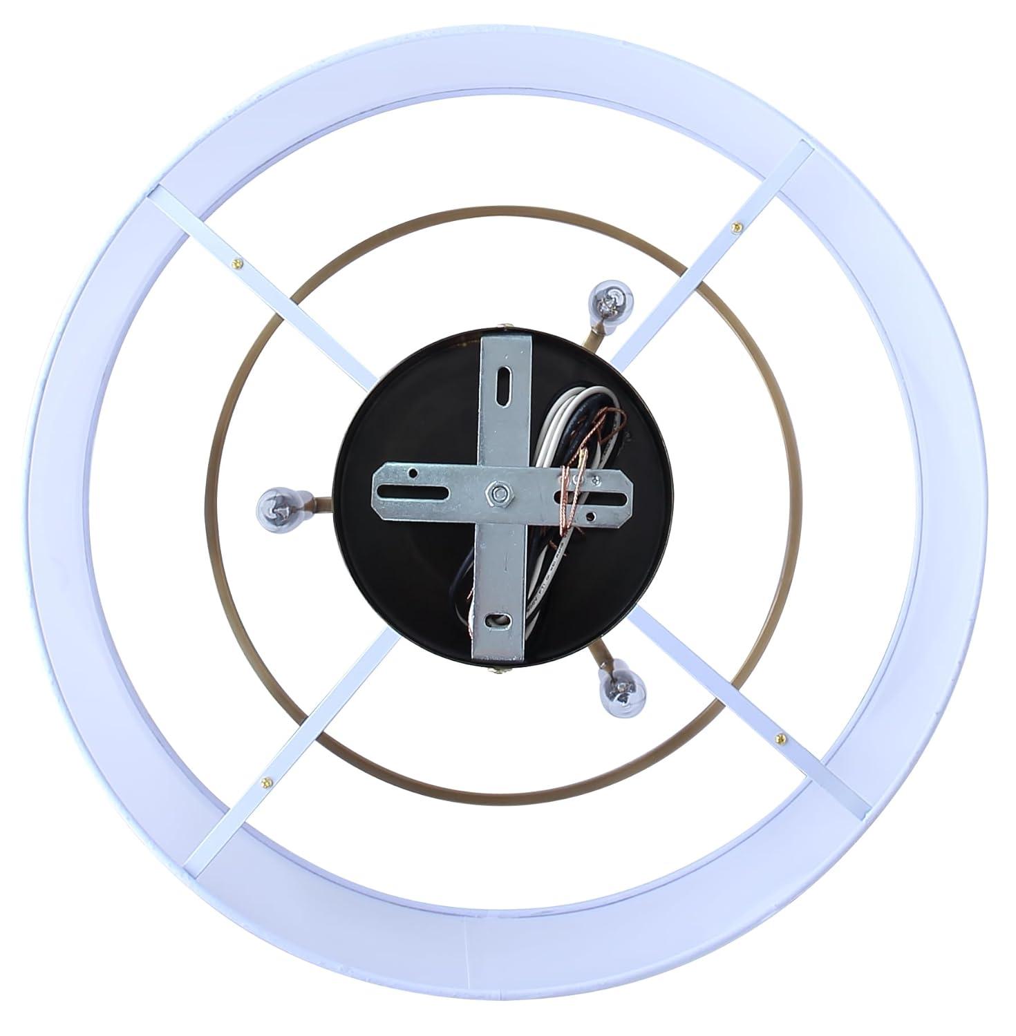 Aria Halo 3-Light Drum Chandelier, 24-Inch Wide Modern Gold Pendant with White Fabric Shade, Adjustable Height Ceiling Light