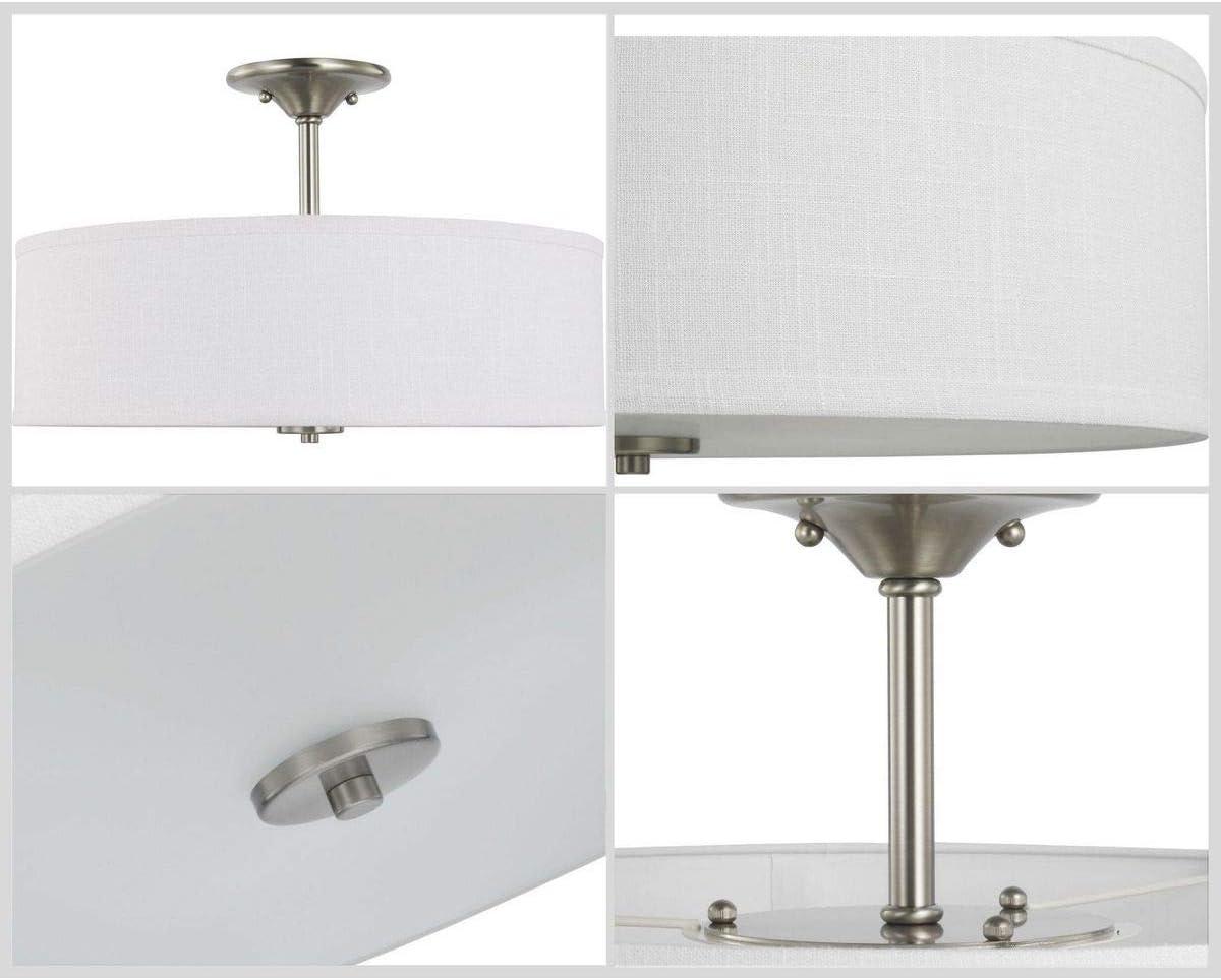 Progress Lighting Inspire Collection 3-Light Semi-Flush Mount, Brushed Nickel, Summer Linen Shade