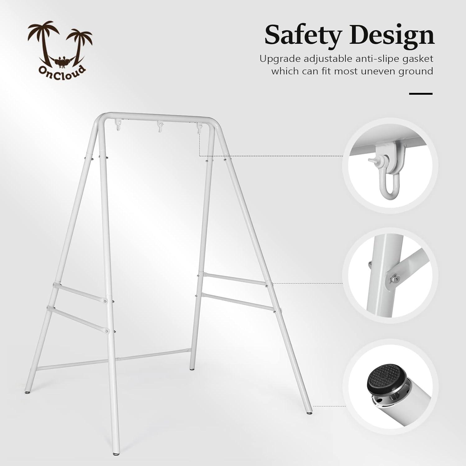 White Powder-Coated Heavy Duty Metal Hammock Chair Stand