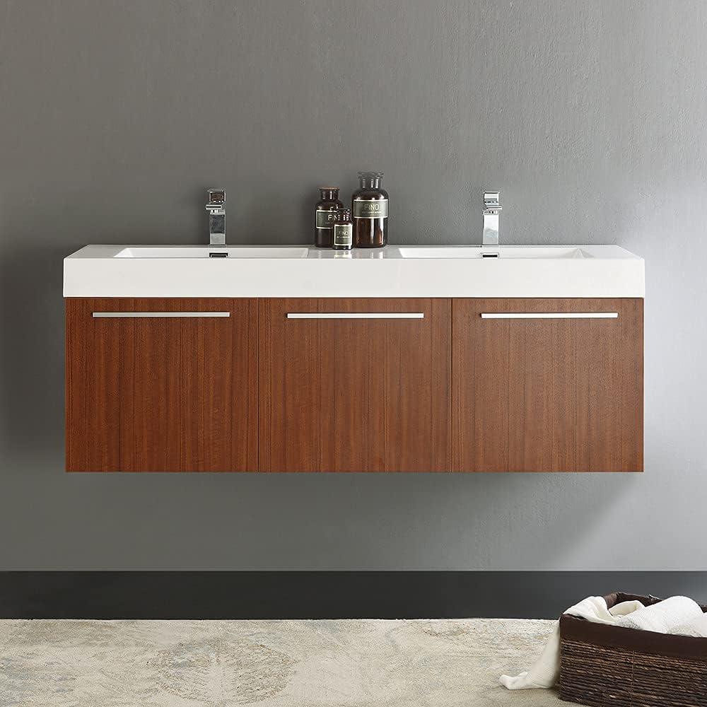 Vista 60'' Wall Mounted Modern Double Bathroom Vanity with Acrylic Vanity Top