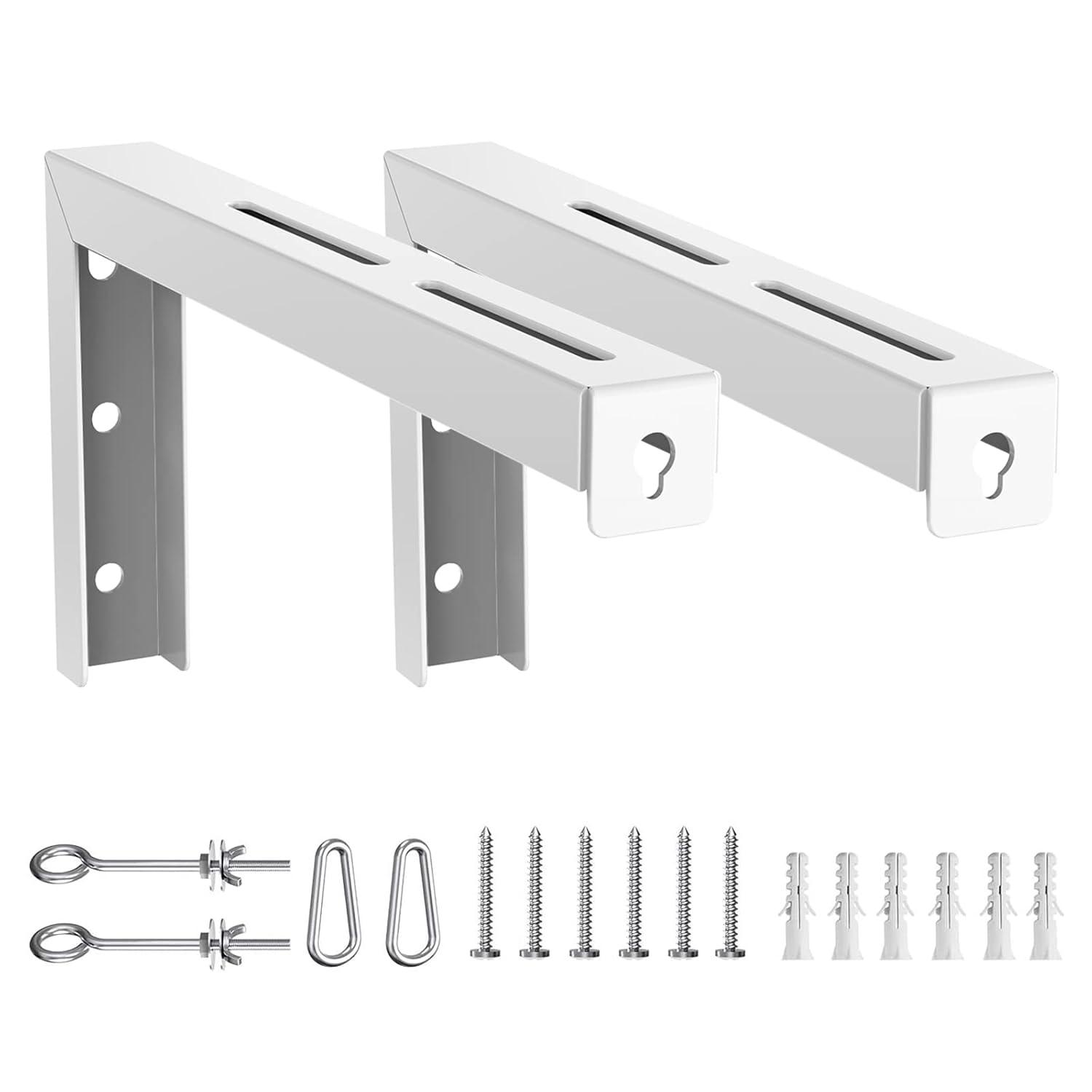 WALI Universal Projector Screen Ceiling Mount, Wall Hanging Mount L-Brackets, 12 inch Adjustable Extension with Hook Kit, Perfect Projector Screen Placement Hold up to 80 lbs (PSM001XL-W), White