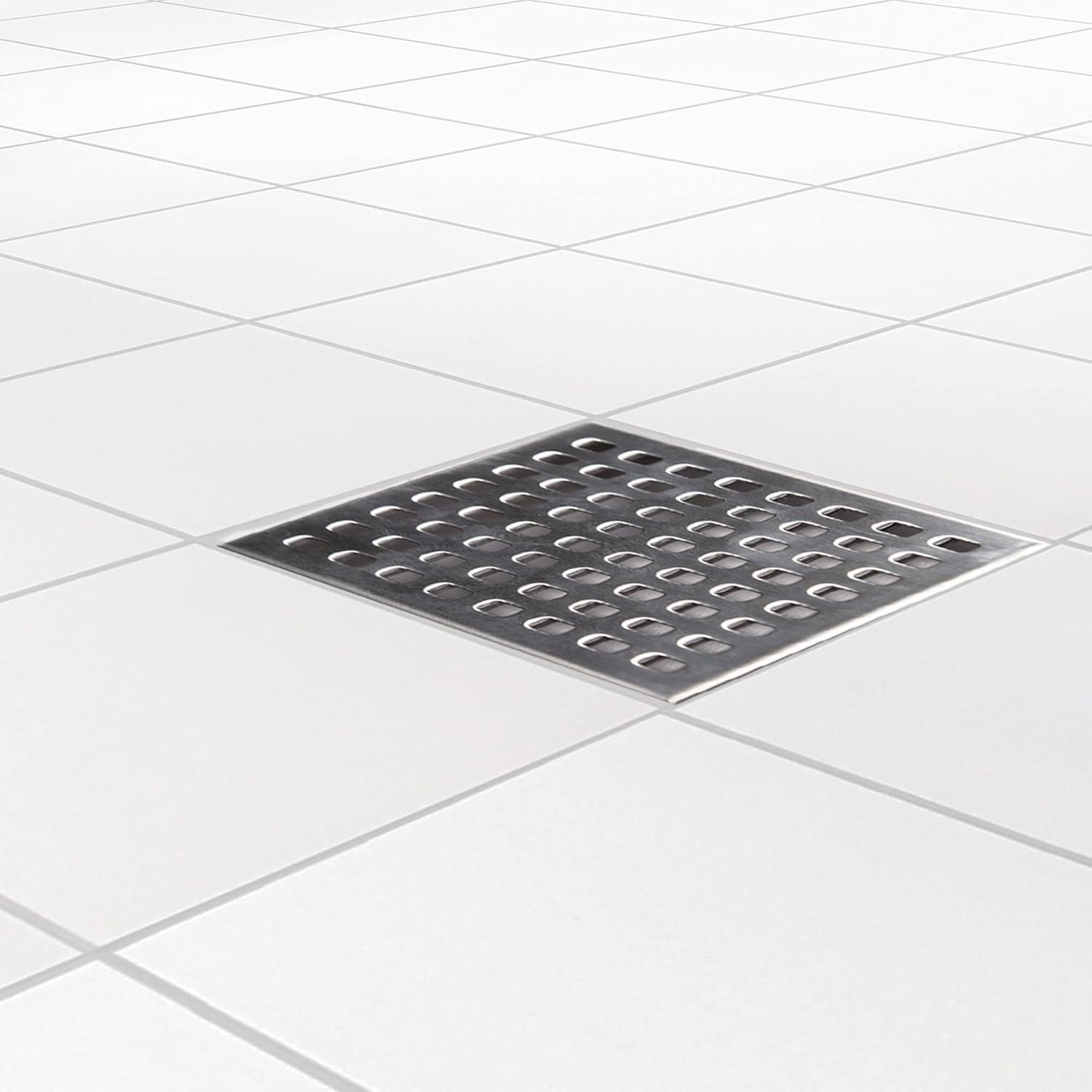 Design House 542852-SS 4" Square Shower Drain Modern Contemporary, Stainless Steel