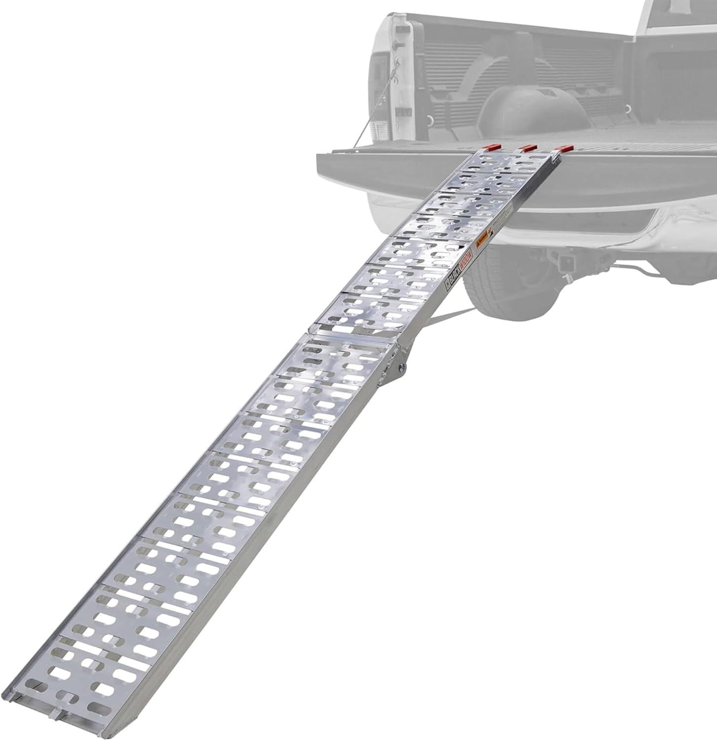 Black Widow Black Widow Aluminum Folding Motorcycle Ramp Arched Plate, Single Runner, Silver