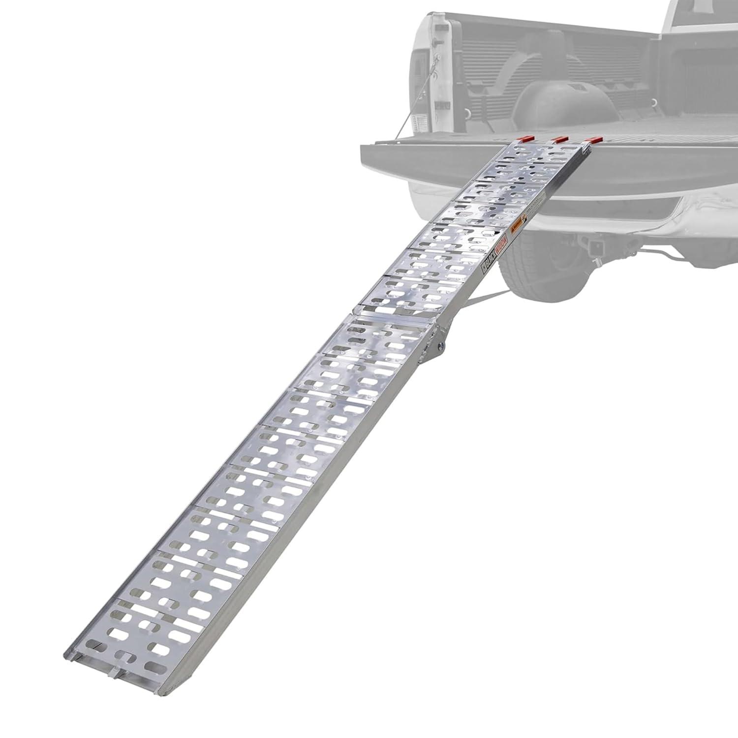 Black Widow Black Widow Aluminum Folding Motorcycle Ramp Arched Plate, Single Runner, Silver