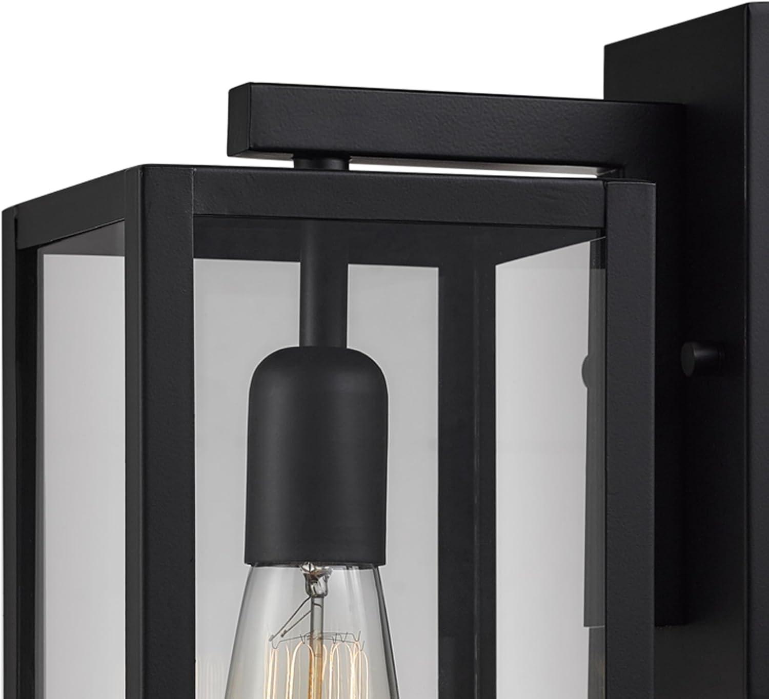 Globe Electric Bowery 1-Light Matte Black Outdoor Indoor Wall Sconce with Clear Glass Shade, 44176