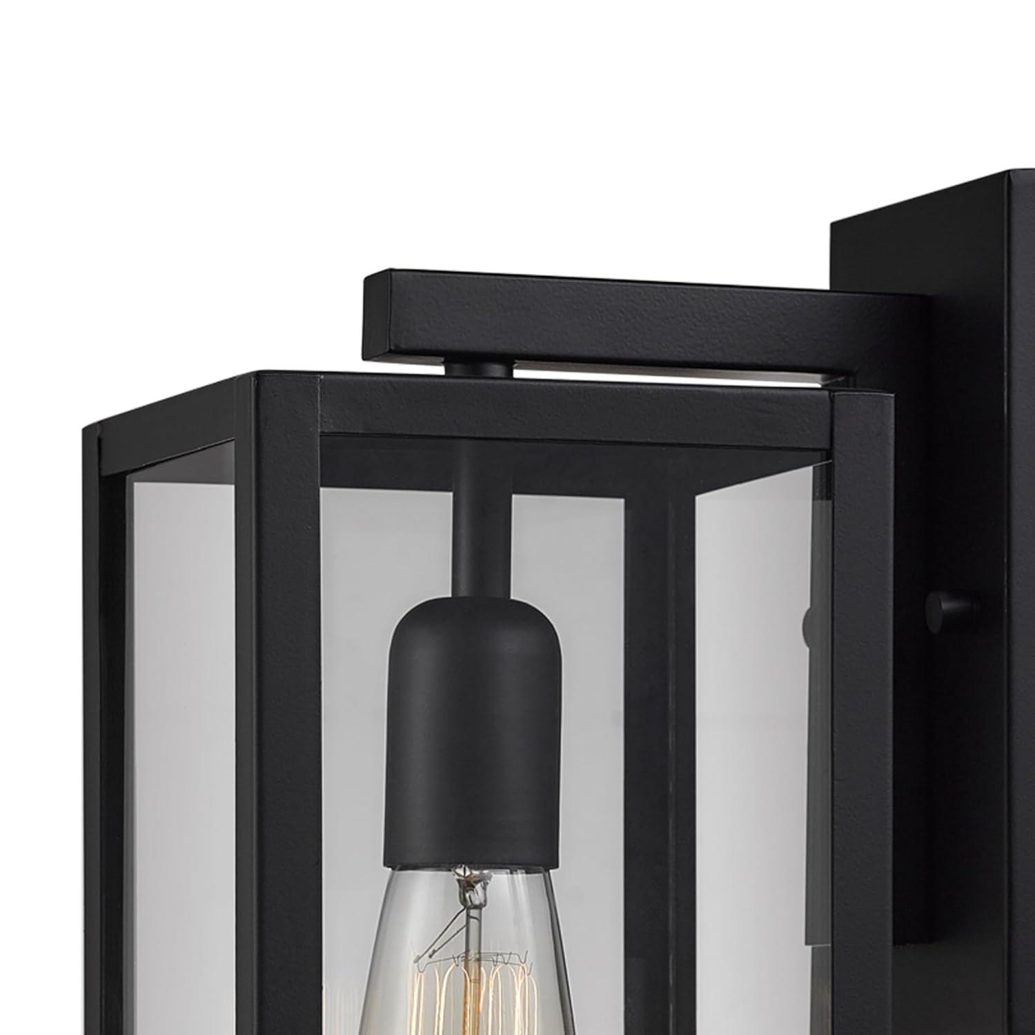 Globe Electric Bowery 1-Light Matte Black Outdoor Indoor Wall Sconce with Clear Glass Shade, 44176