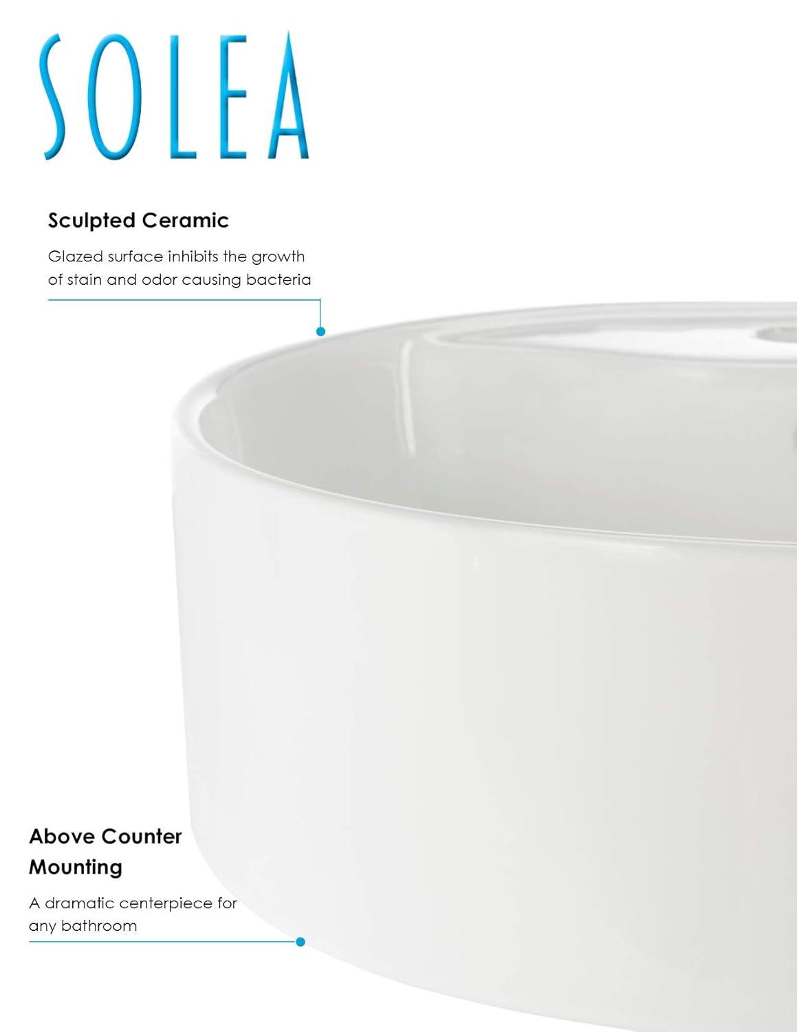 Safavieh Mira 16.92'' White Ceramic Circular Bathroom Sink with Overflow