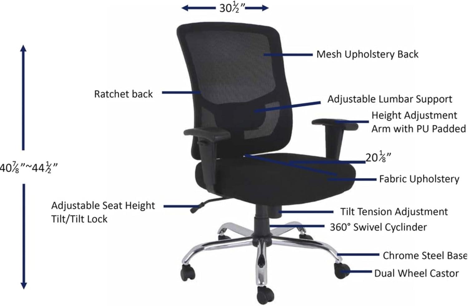 ErgoFlex High-Back Adjustable Mesh & Leather Task Chair in Black