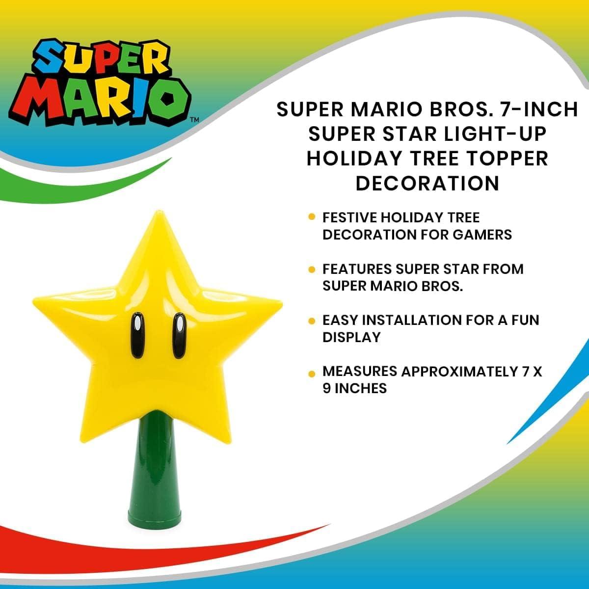 Mario Super Star Yellow Plastic Light-Up Christmas Tree Topper