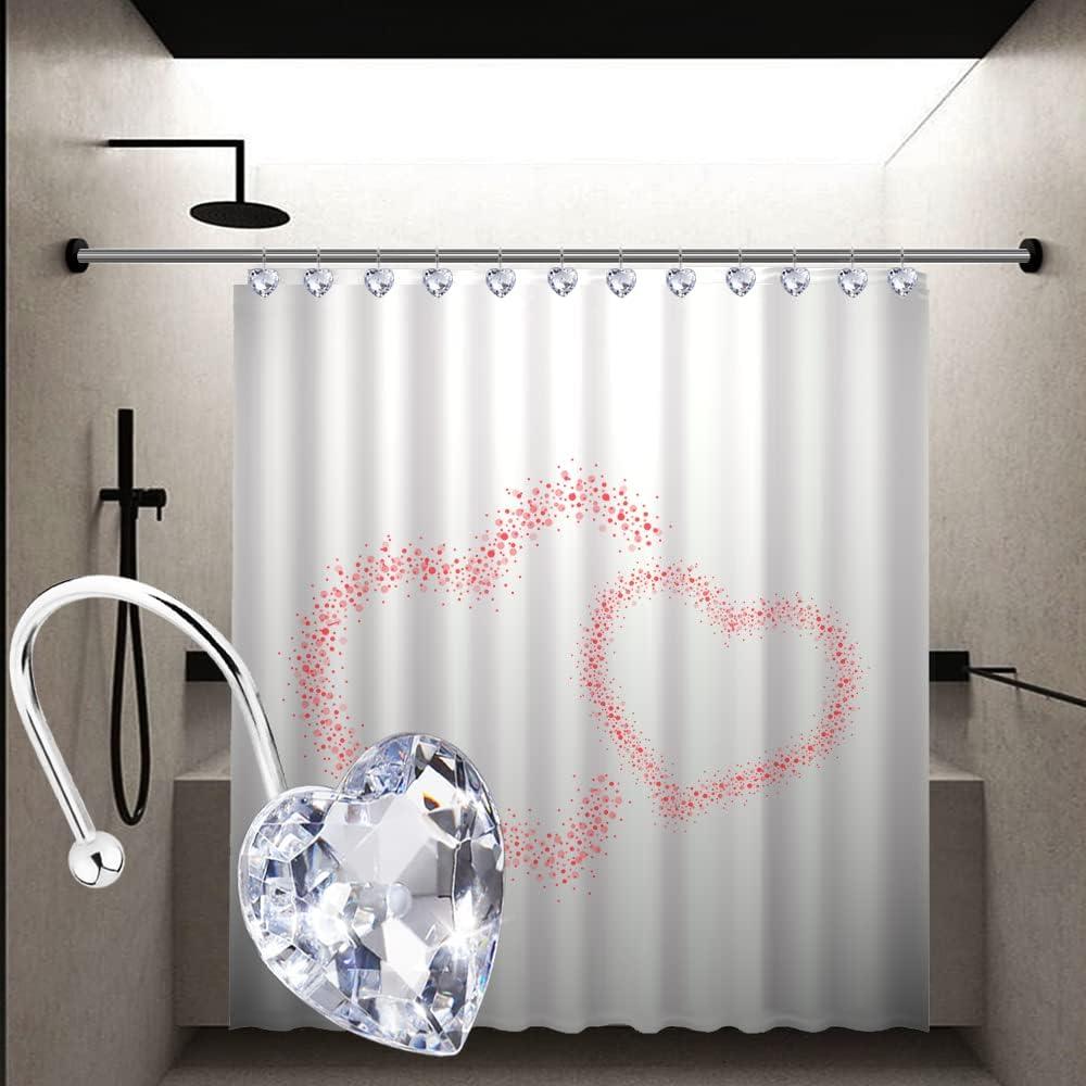 12PCS Stainless Steel Shower Curtain Hooks with Rhinestones