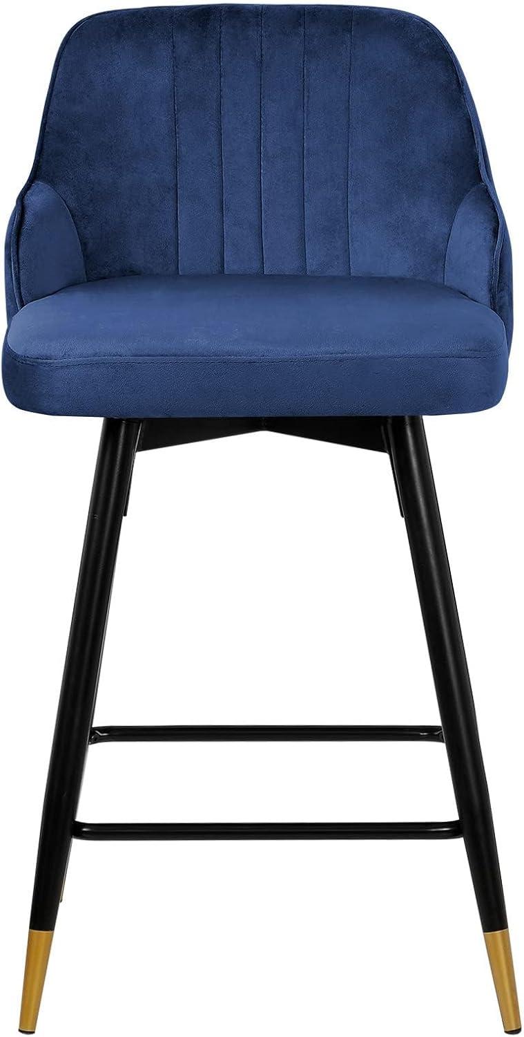 Everly Quinn Swivel Velvet Upholstered Counter & Bar Stool (Set of 2)