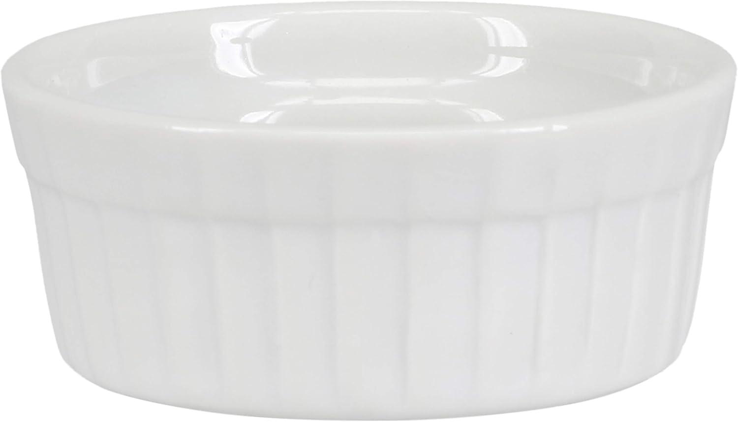 Set of 12 White Porcelain Round Ramekins with Lids