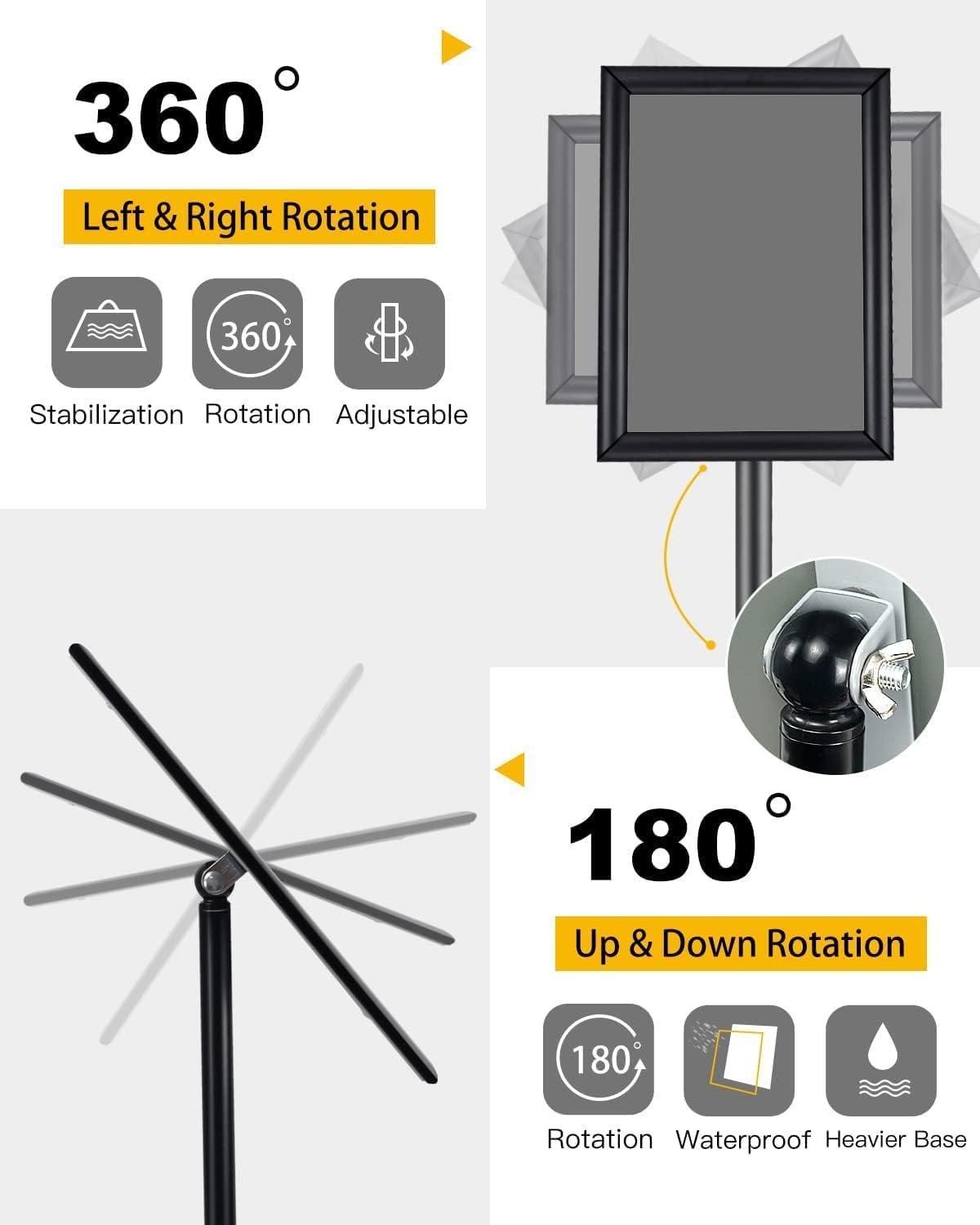 Adjustable Sign Holder Stand 8.5x11 inch,Pedestal Floor Signage Standing Holder with Heavy Duty Base, Aluminum Snap Open Frame Display for Business Restaurant, Mall,Schools-1 Pack