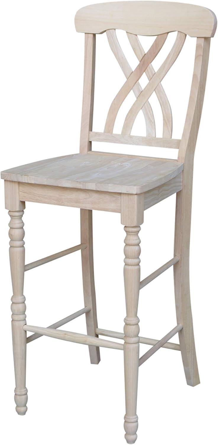 Traditional Parawood 30" Latticeback Bar Stool in Warm Brown