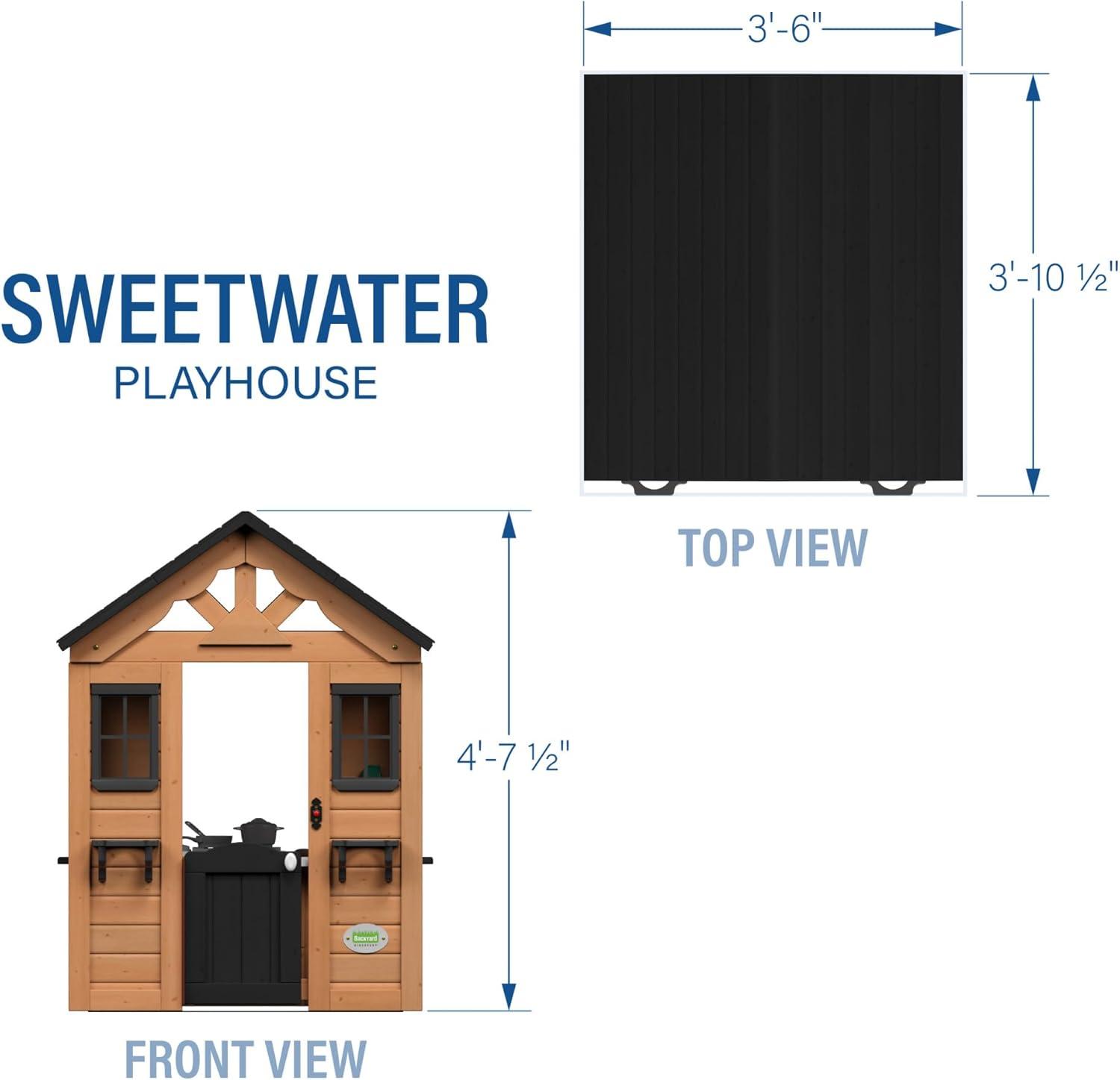 Sweetwater Cedar Wooden Playhouse with Black Roof