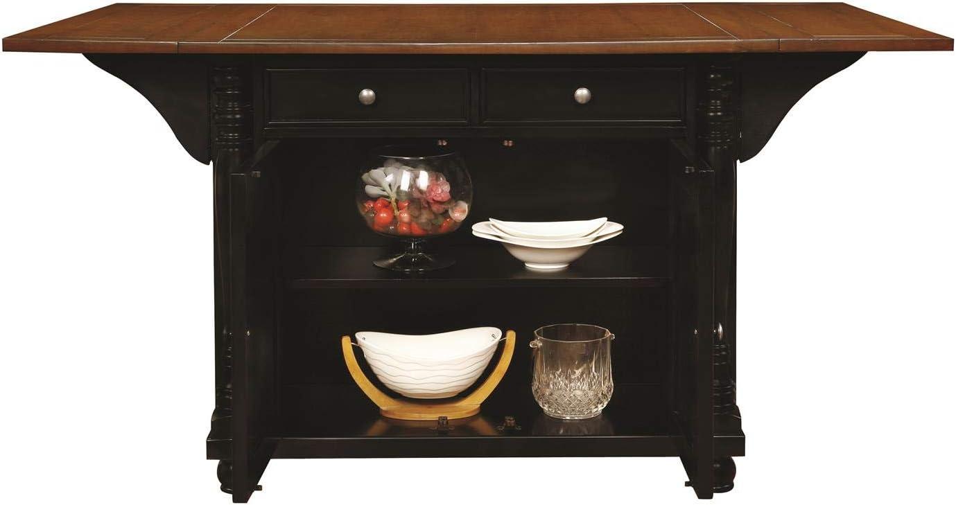 Slater 2-drawer Kitchen Island with Drop Leaves Brown and Black