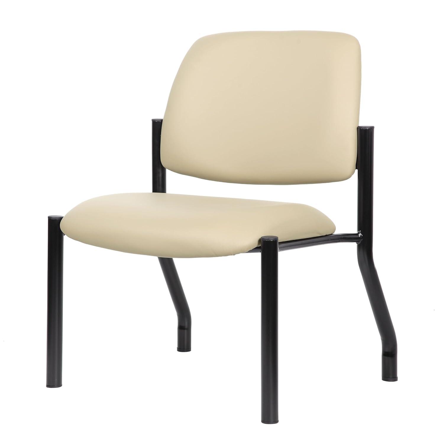 Boss Office Products Antimicrobial Armless Guest Side Chair, 400 lb. weight capacity, Beige