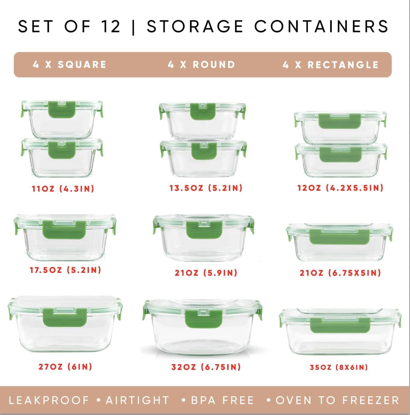 JoyJolt JoyJolt 24-Piece Glass Storage Container Kitchen Food Storage Set with Lids