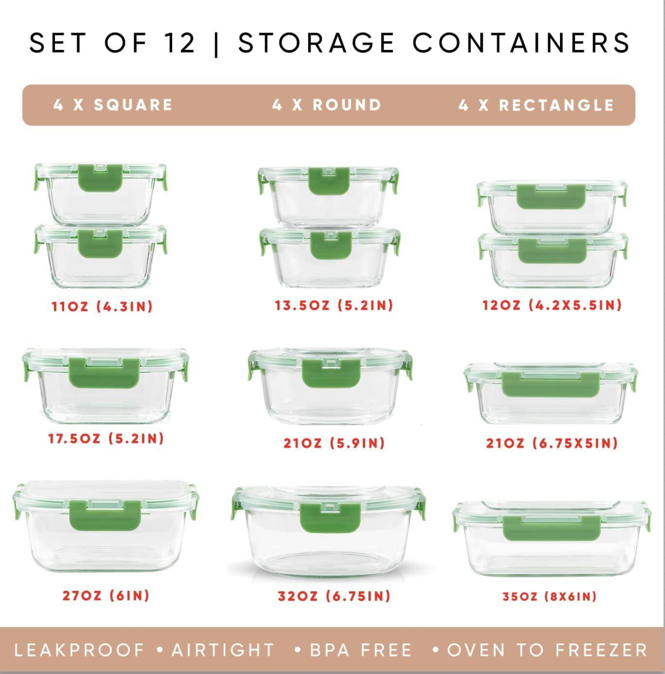 JoyFul by JoyJolt 24 Piece Glass Storage Containers with Leakproof Lids Set