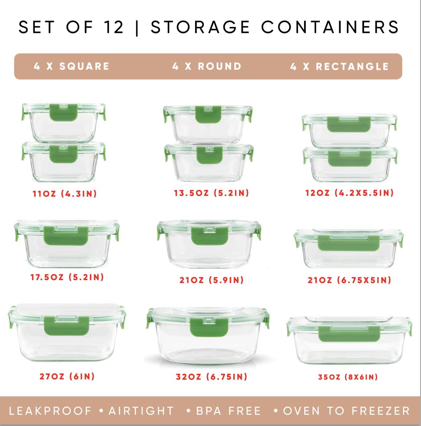 JoyJolt JoyJolt 24-Piece Glass Storage Container Kitchen Food Storage Set with Lids