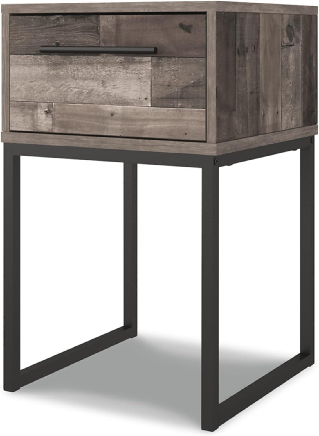 Neilsville Nightstand Black/Gray/Beige - Signature Design by Ashley: Canted Metal Legs, Rustic Finish