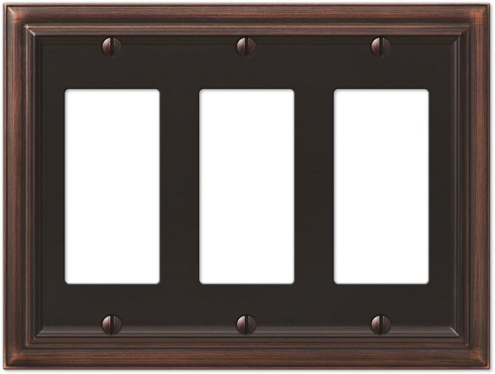 Amerelle 94RRRVB Continental Wallplate, 3 Rocker, Cast Metal, Aged Bronze, 1-Pack