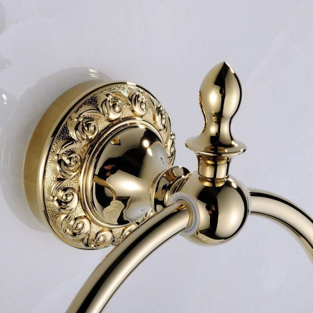 Leyden Polished Gold Towel Ring, Bathroom Hand Towel Holder Wall Mounted Gold Towel Rack Round