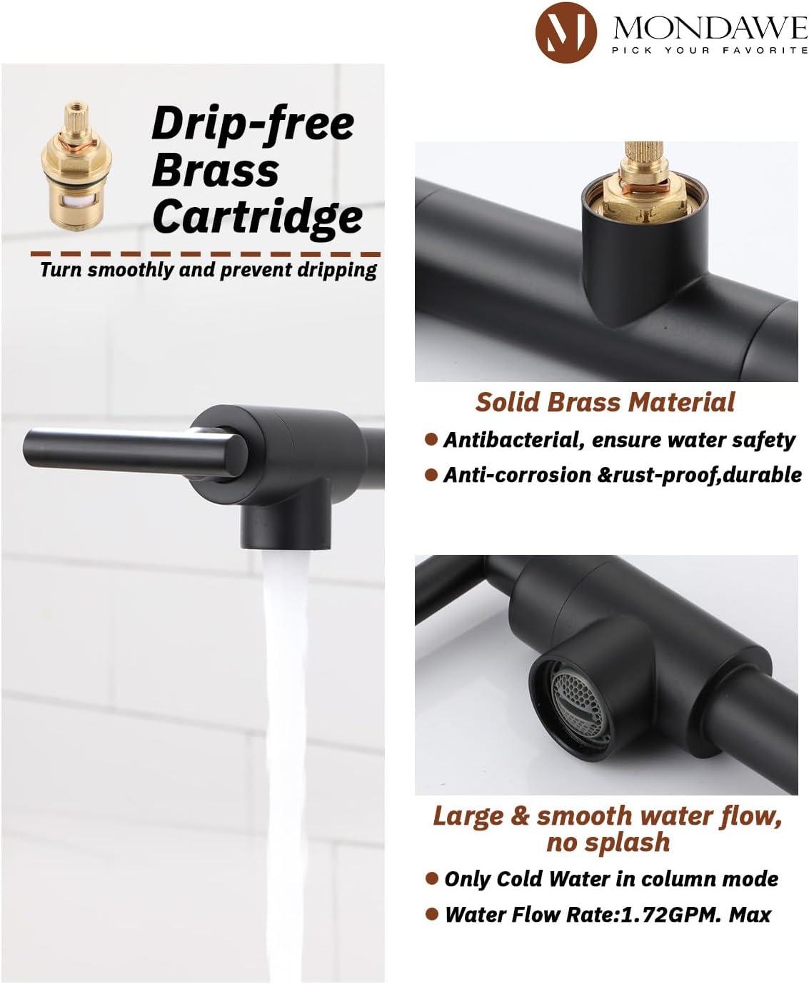 Matte Black Brass Double Handle Pot Filler Faucet