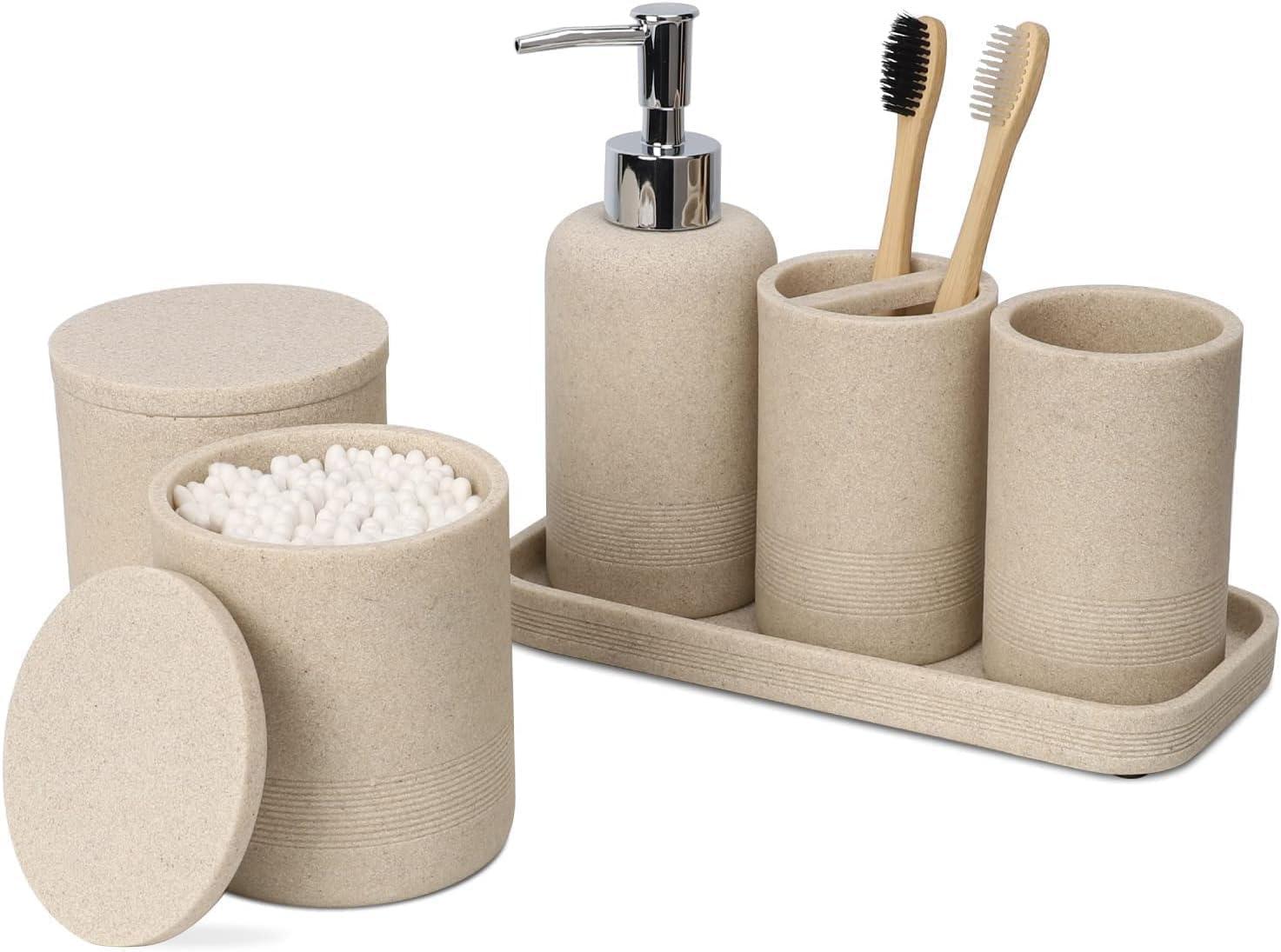 Bathroom Accessories Set 6 Pcs, Countertop Vanity Organizer Bathroom Accessory Set