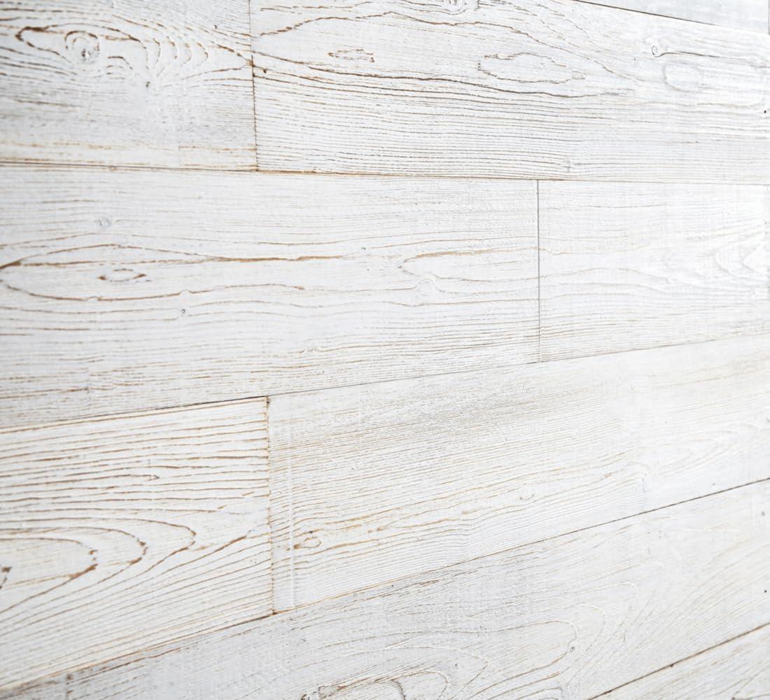 White Washed Peel and Stick Reclaimed Wood Wall Panels