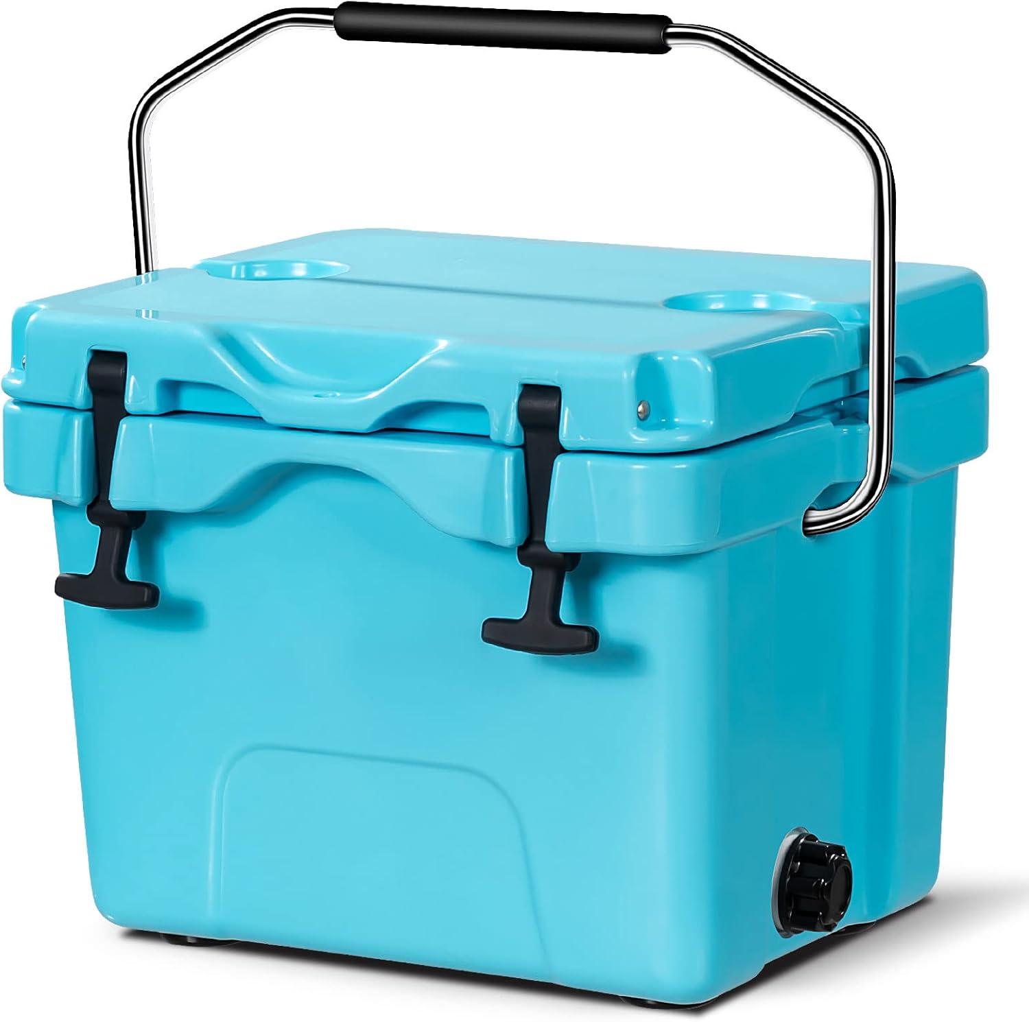 Costway 16 Quart Cooler Portable Ice Chest Leak-proof 24 Cans Ice Boxfor Camping