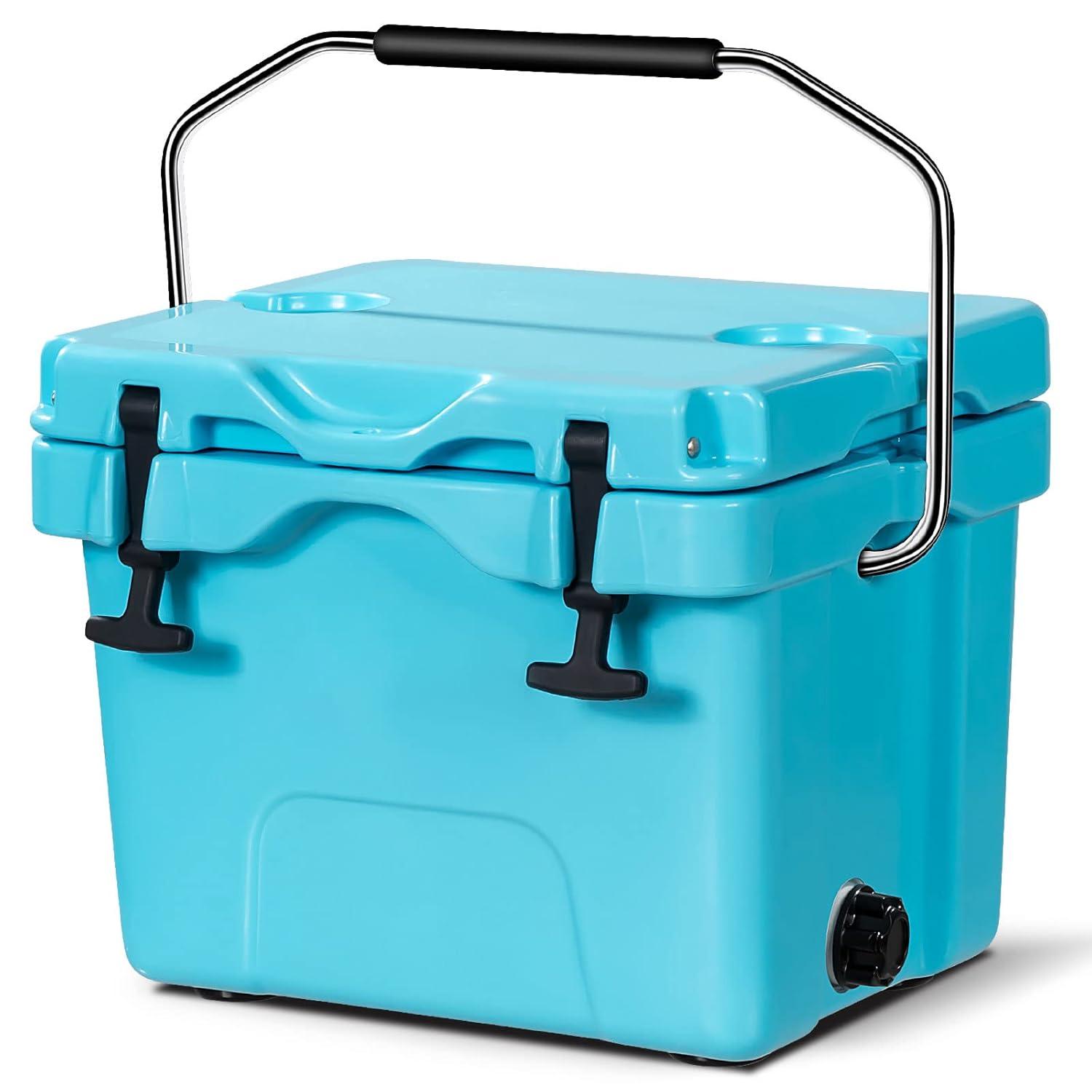 Costway 16 Quart Cooler Portable Ice Chest Leak-proof 24 Cans Ice Boxfor Camping