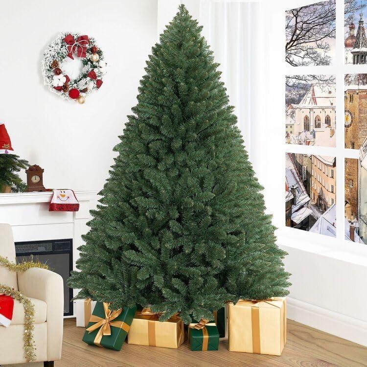 Naomi Home 6.5ft Christmas Tree with Lights, Realistic Spruce Christmas Tree Prelit with Foot Pedal, 1197 Branch Tips, 450 Warm Lights and Metal Stand, Aritificial Christmas Tree, Árbol De Navidad