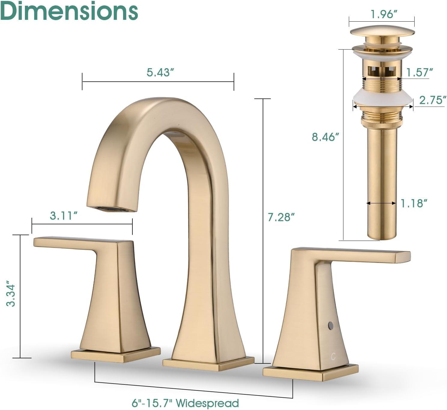 Brushed Gold Double Handle Widespread Bathroom Faucet Set