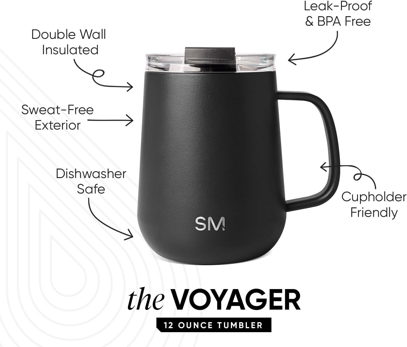 Simple Modern Stainless Steel Vacuum Insulated Voyager Mug with Handle and Flip Lid|12 fl oz