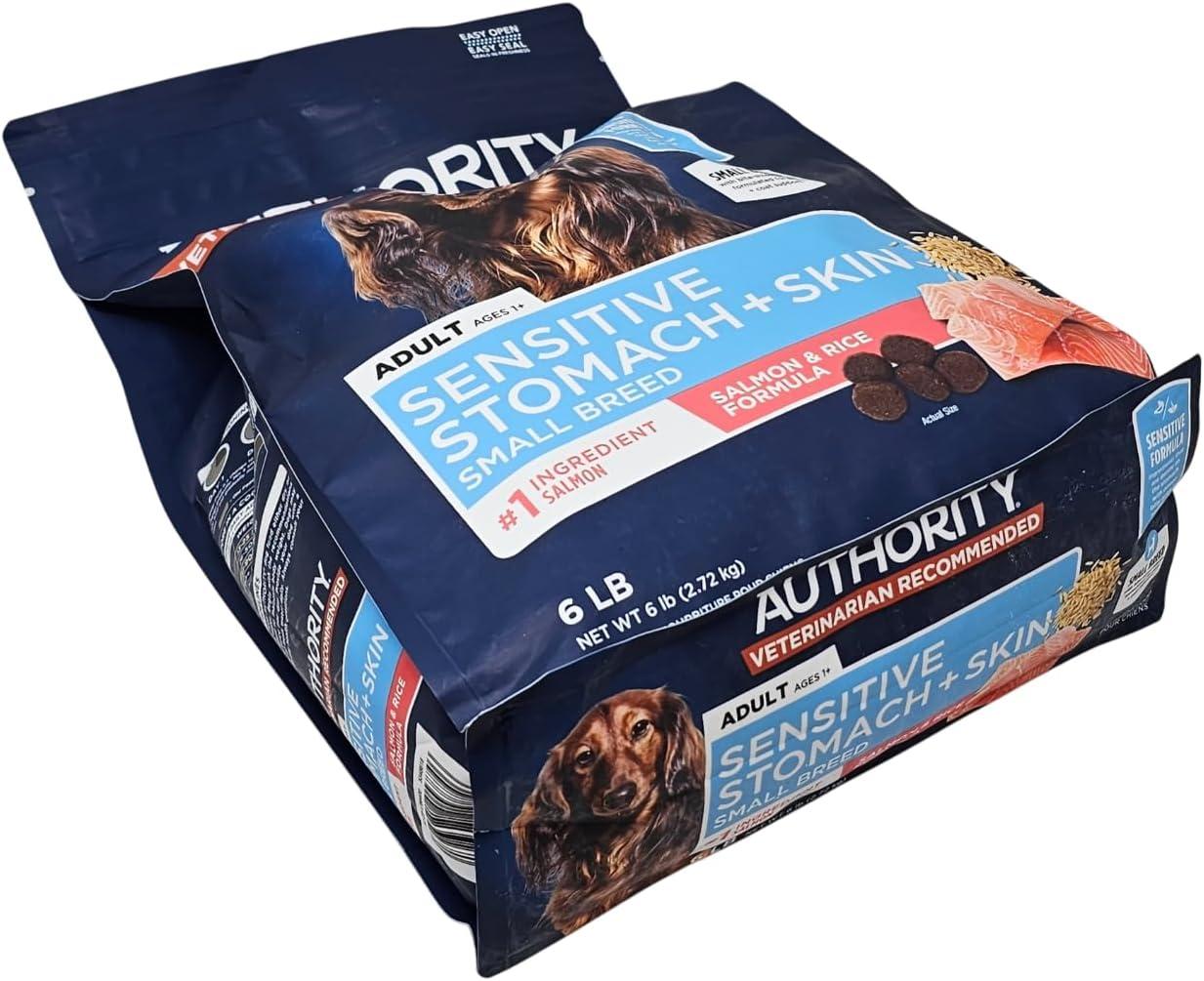 Authority Small Breed Adult Sensitive Stomach and Skin Salmon and Rice Dry Dog Food, 6 Pound Bag
