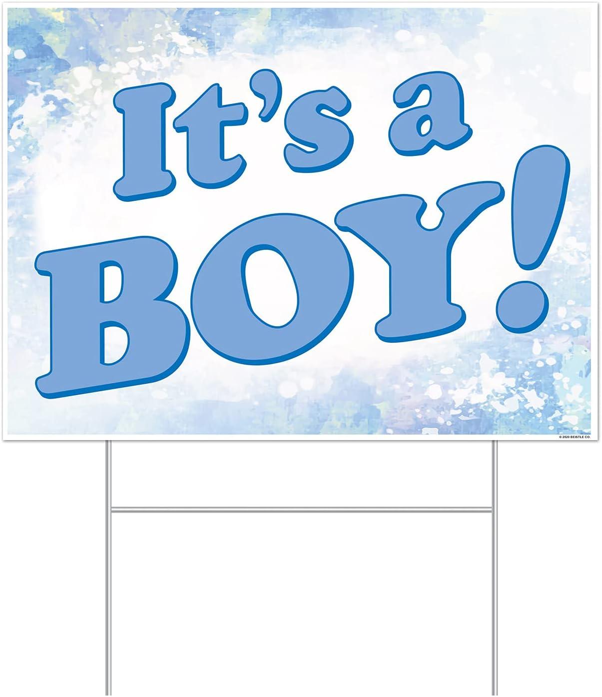 Beistle Plastic It's A Boy! Yard Sign, 11.5" x 15.5", (1/Pkg) Multicolored