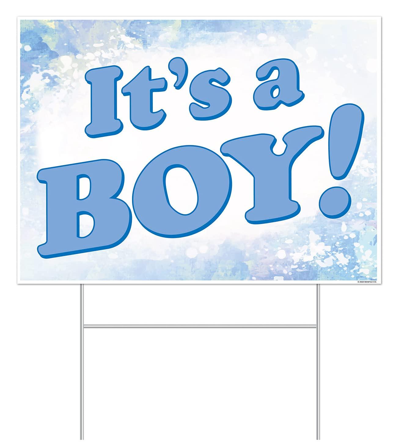 Beistle Plastic It's A Boy! Yard Sign, 11.5" x 15.5", (1/Pkg) Multicolored