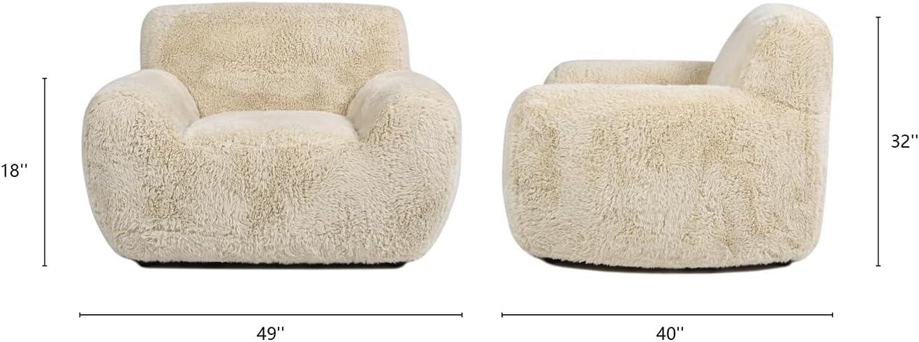 Summit 49" Faux Sheepskin Overstuffed Arm Chair Cream Beige