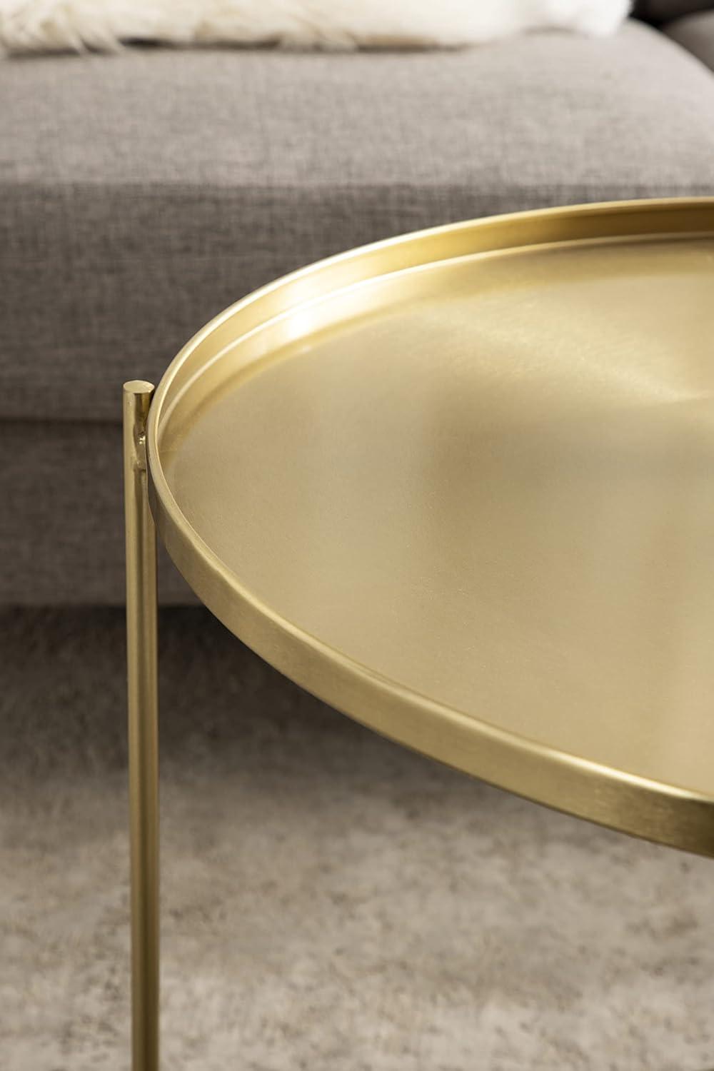Kate and Laurel Ulani Round Metal Nesting Table, 2 Piece, Gold