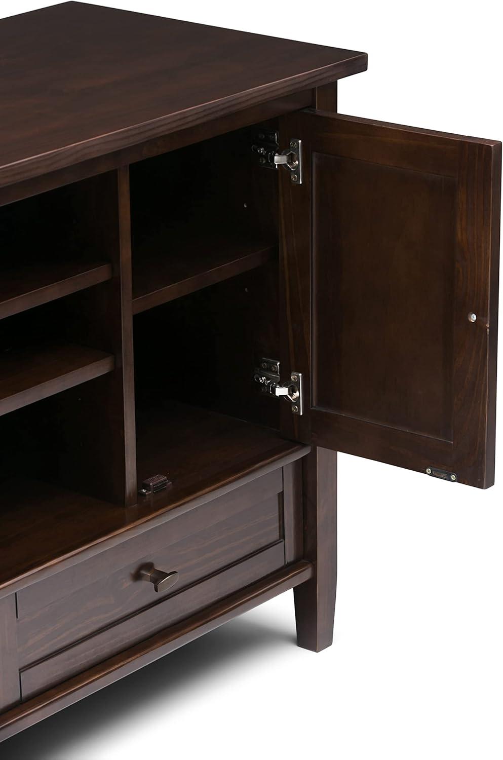 Simpli Home Warm Shaker Wood 47" Transitional TV Media Stand in Tobacco Brown For TVs up to 50"