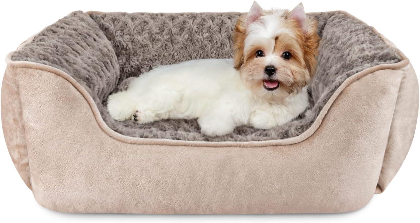 JOEJOY Rectangle Dog Bed for Large Medium Small Dogs - Washable Orthopedic Sofa Bed, Soft Breathable Puppy & Pet Cuddler, Durable Calming Dog Bed with Anti-Slip Bottom, Multiple Sizes, Beige