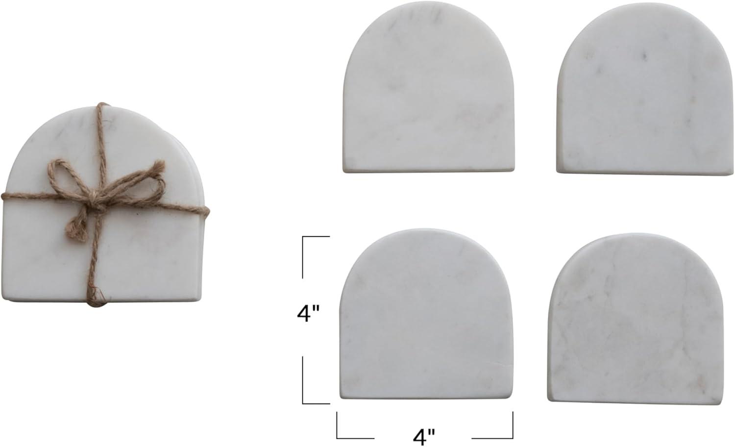 Bloomingville Modern Arched Marble Coasters, Set of 4, White