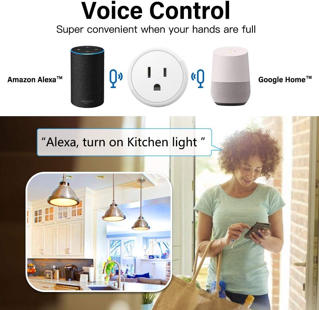 Aoycocr Alexa Smart Plugs - Mini Bluetooth WIFI Smart Socket Switch Works With Alexa Echo Google Home, Remote Control Smart Outlet with Timer Function, No Hub Required, ETL/FCC Listed 4 Pack