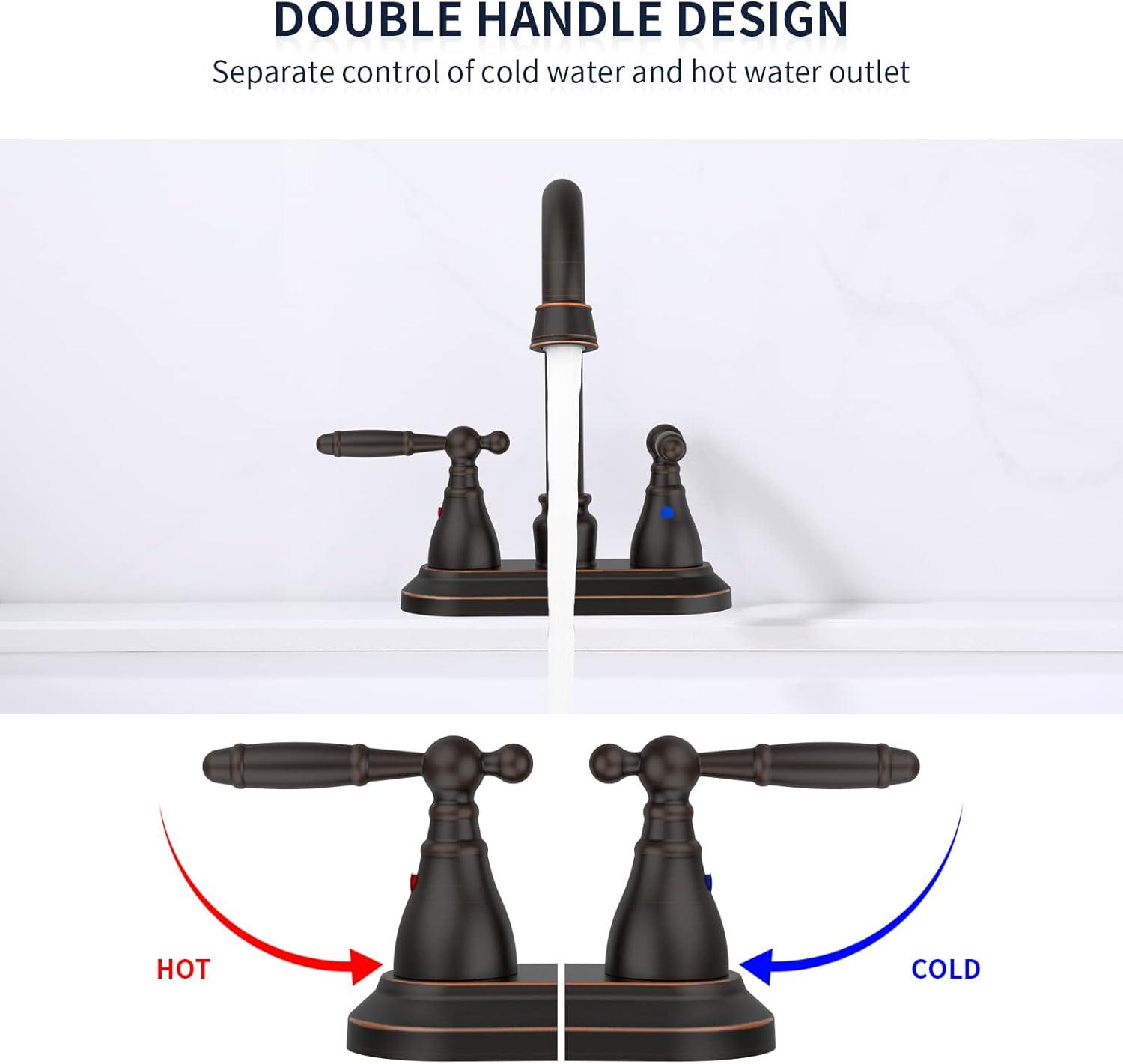 Oil Rubbed Bronze Double Handle Mid Arc Bathroom Faucet